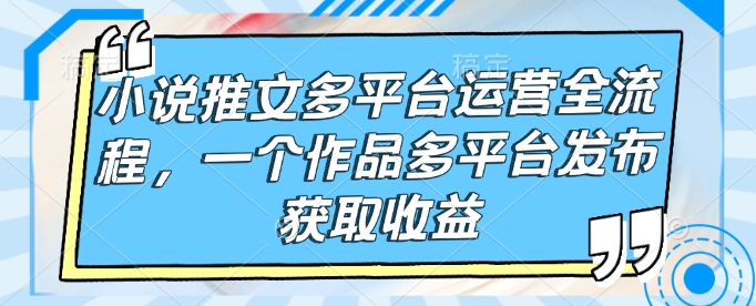 小说推文多平台运营全流程，一个作品多平台发布获取收益-创业项目致富网、狼哥项目资源库