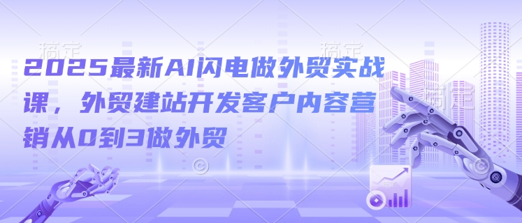 2025最新AI闪电做外贸实战课，外贸建站开发客户内容营销从0到3做外贸-创业项目致富网、狼哥项目资源库