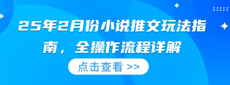 25年2月份小说推文玩法指南，全操作流程详解-创业项目致富网、狼哥项目资源库