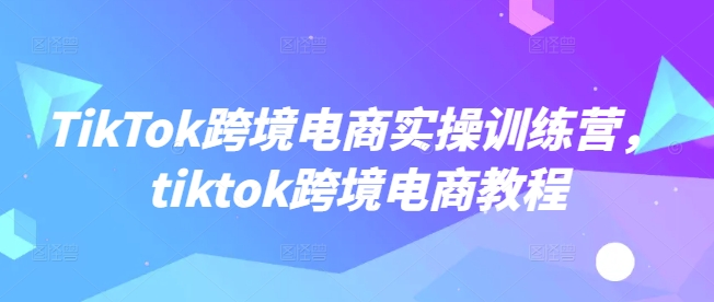 TikTok跨境电商实操训练营，tiktok跨境电商教程-创业项目致富网、狼哥项目资源库