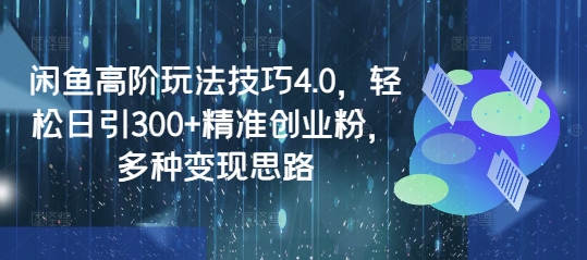 闲鱼高阶玩法技巧4.0，轻松日引300+精准创业粉，多种变现思路-创业项目致富网、狼哥项目资源库