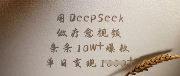 用DeepSeek做疗愈视频，条条10W+爆款，单日变现多张-创业项目致富网、狼哥项目资源库